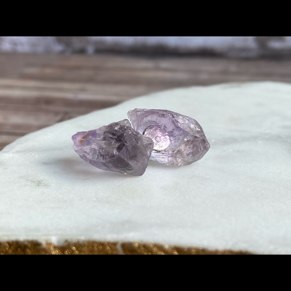 Raw Pink Amethyst Earrings